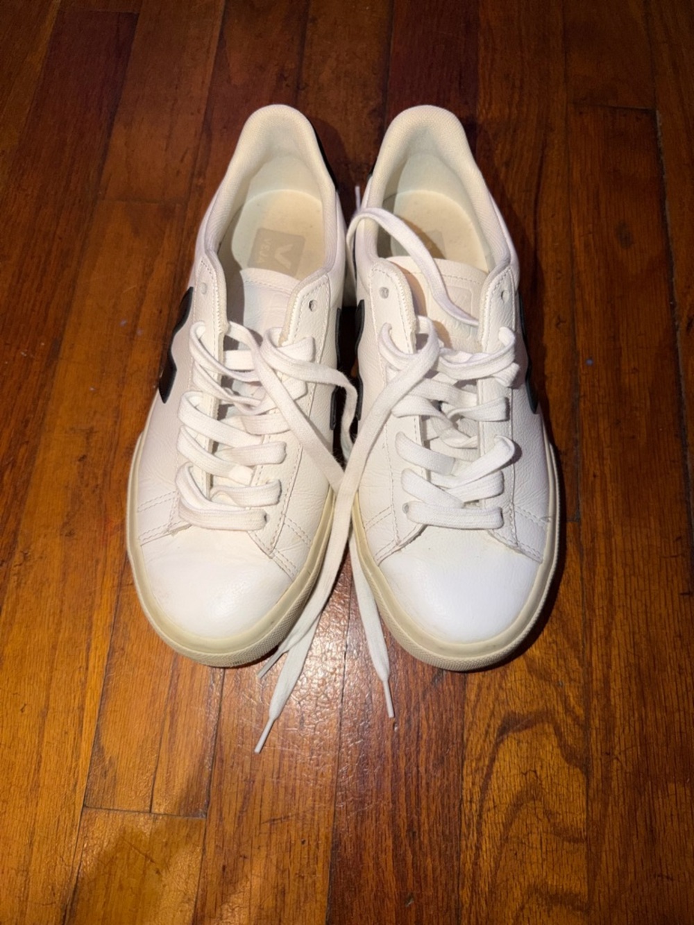 Veja White Sneakers with Black V Logo